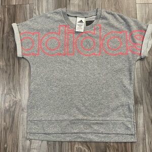 NWT: Adidas Youth Girls Gray French Terry Logo Crop T-Shirt (XL; 16)